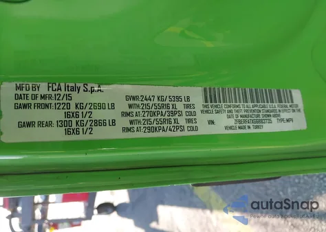 2016 Ram Promaster City Tradesman z USA, uszkodzony, nr VIN ZFBERFATXG6B83735